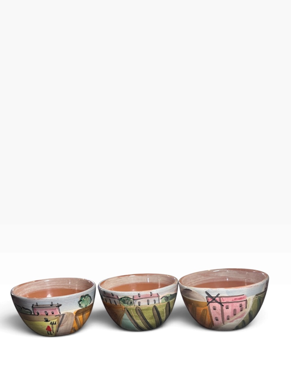 Vietri Tuscany Italian Terracotta Coupe Cereal Bowls Set of 3